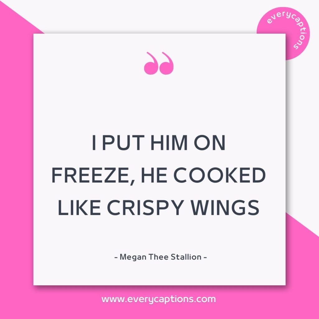 I put him on freeze, he cooked like crispy wings - best megan thee stallion lyrics for captions